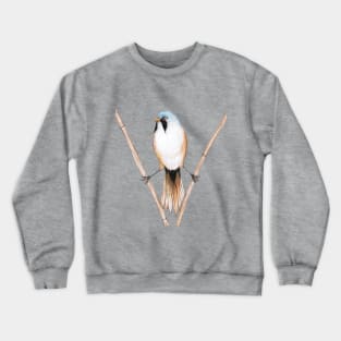 Bearded reedling pencil drawing Crewneck Sweatshirt